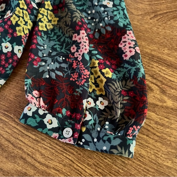 LOFT Wildflowers Print Long sleeve Babydoll Mini Shift Dress Size L - Picture 5 of 13